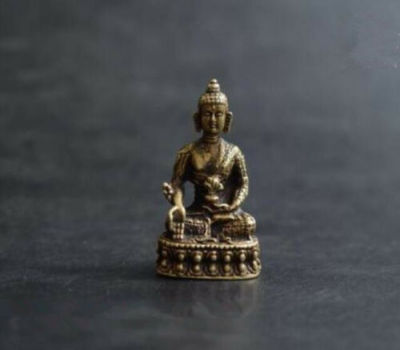รูปปั้นทองเหลืองโบราณโบราณโบราณพระพุทธรูปขนาดเล็ก ~