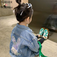 FORHER FORHIM Girls Denim Jacket ฤดูใบไม้ร่วงเสื้อแจ็คเก็ตเด็กเกาหลีรุ่น Big เด็กฤดูใบไม้ผลิ All-Match Outerwear แนวโน้ม FH3201