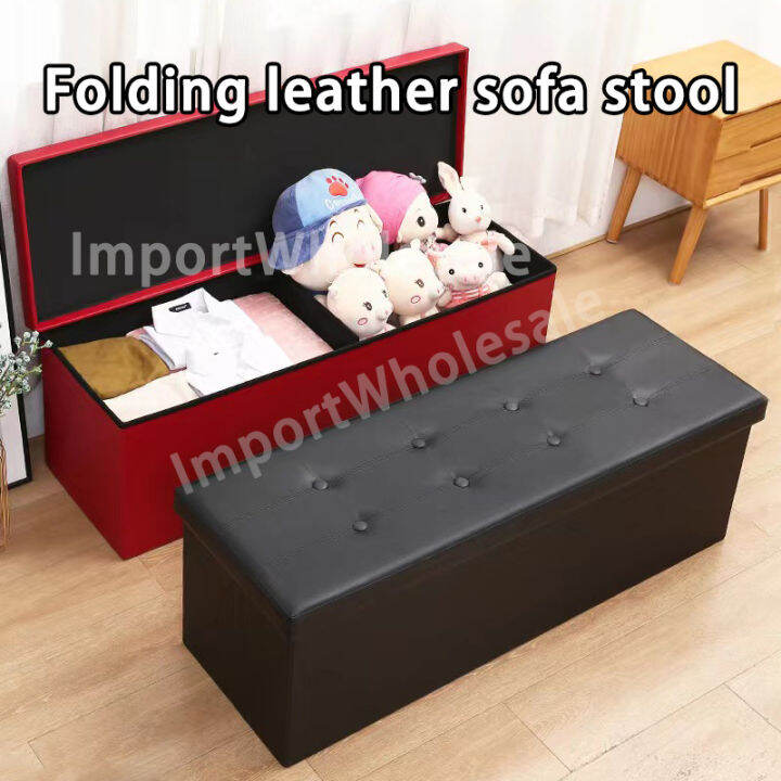 Storage Stool 76*38*38cm Ottoman leather Foldable Storage Box Sofa