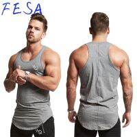 FESA ยิมแขนกุด Singlets ผู้ชายผ้าฝ้ายกีฬาหนึ่งตัวถังลำลองวิ่งออกกำลังกาย