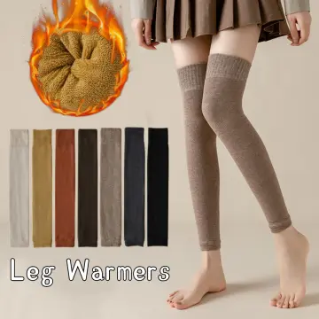 1 Pair Leg Warmers Flared Knitted Thickened Knee High Stretchy Keep Warm  Solid Color Autumn Winter Women Boot S