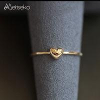 Meteko Real 925 Sterling Silver Plated 14K Gold Love Ring Simple Versatile Cute Engagement Rings for Womens Party Wedding Gift20 23.