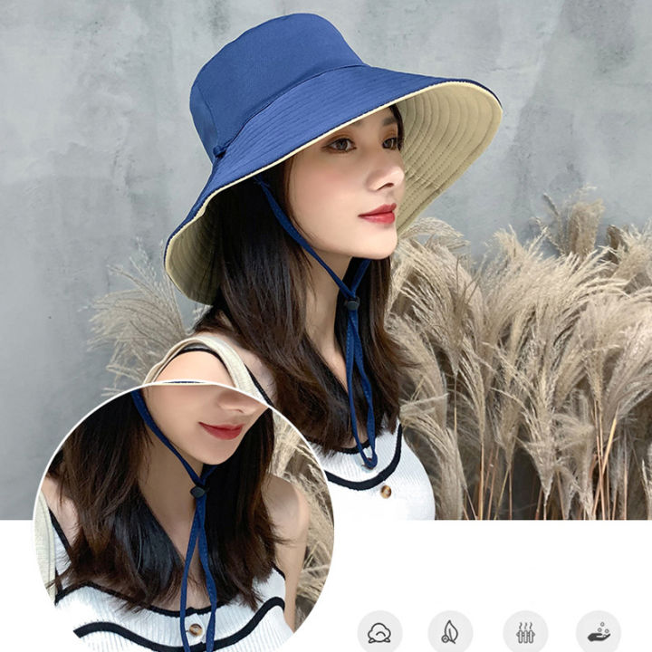 101-hone-เน็ตไอดอล-หมวกชาวประมง-ปะเก๊ต-ผู้หญิง-หมวกผ้า-กันแดด-ใส่ได้สองด้าน-สไลด์เกาหลี-หมวกกันแดดกันยูวี-หมวกผ้าปีกใหญ่-สีดำ