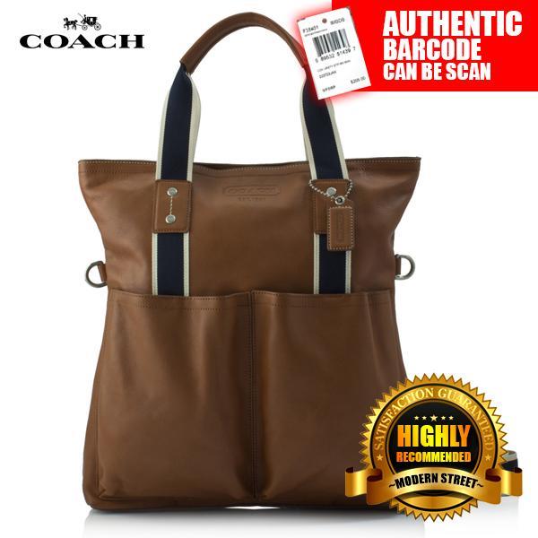 Coach F70558 [NWT] Heritage Web Leather Foldover Tote / Handbag for Men -  SV/SD (Saddle) | Lazada