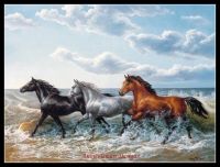 2021Embroidery Counted Cross Stitch Kits Needlework - Crafts 14 ct DMC DIY Arts Handmade Decor - Horses Galloping