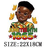 1865 Juneteenth Afro Boy Iron On Patch สำหรับเสื้อผ้า DIY ระดับ A-Level ซักได้สติกเกอร์เสื้อผ้ารักษาความร้อนผ้าคลุมเฟอร์นิเจอร์ตกแต่งถ่ายโอนความร้อนของเด็กสีดำ