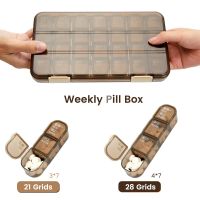 ‘；【-； 7/21/28 Grids Pill Box Large Capacity Medicine Box 7 Days Pill Storage Weekly Tablet Organizer Vitamins Container Drug Dispenser