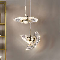 MZM Nordic Crystal Small Chandelier Bar Flying Saucer Pendant Lamp For Bedroom Restaurant Sofa Rotating Creative Indoor Lighting