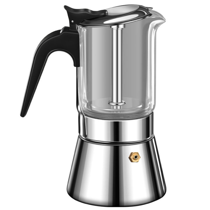 Stovetop Espresso Maker,Crystal Glass-Top Espresso Moka Pot,Coffee