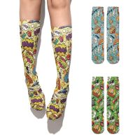 【LZ】◈✼  Meias de algodão masculinas Street Punk Street Meias de compressão casual unissex Meias de tornozelo alto Graffiti engraçado City Boy Socks