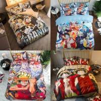 XP One Piece Luffy Anime 3in1 Bedding Set Bed Sheet Quilt Cover Pillowcase Bedroom Comfortable Washable Suit PX