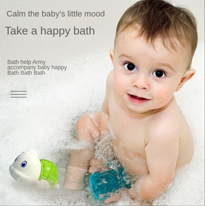 อ่างอาบน้ำของเล่นของเล่นตุ๊กตารูปเต่าตัวการ์ตูนน่ารักสำหรับเด็กโซ่ลายน้ำอาบน้ำและอาบน้ำด้วยน้ำ