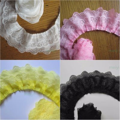 10 yard 65mm 3-layer Pleated Organza Lace Ribbon Gathered Mesh Chiffon Fabric Handmade DIY Wedding Dress Lace Trim Sewing Craft