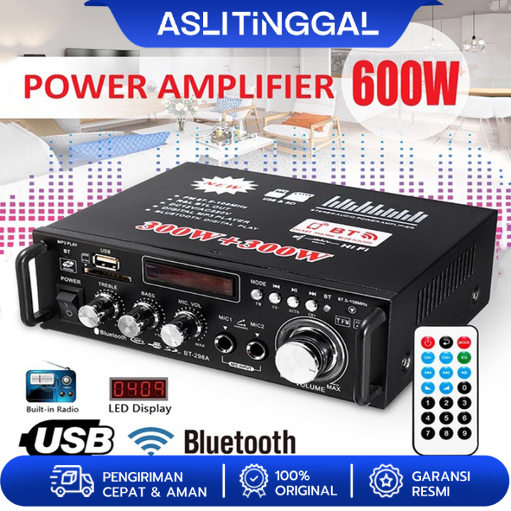 BT298A Bluetooth EQ Audio Amplifier Karaoke Home Theater FM Radio 600W