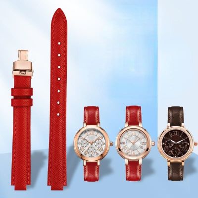 ✉ เหมาะสำหรับ Casio Casio Sheen Series SHE-3034GL/She-4029 Womens Leather Watch Band Red