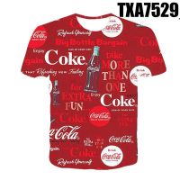 ใหม่เสื้อยืด Coca-Cola Co-nded การ์ตูนผู้ชายและผู้หญิงคู่รอบคอหลวมแบรนด์3d พิมพ์เสื้อยืดแขนสั้น