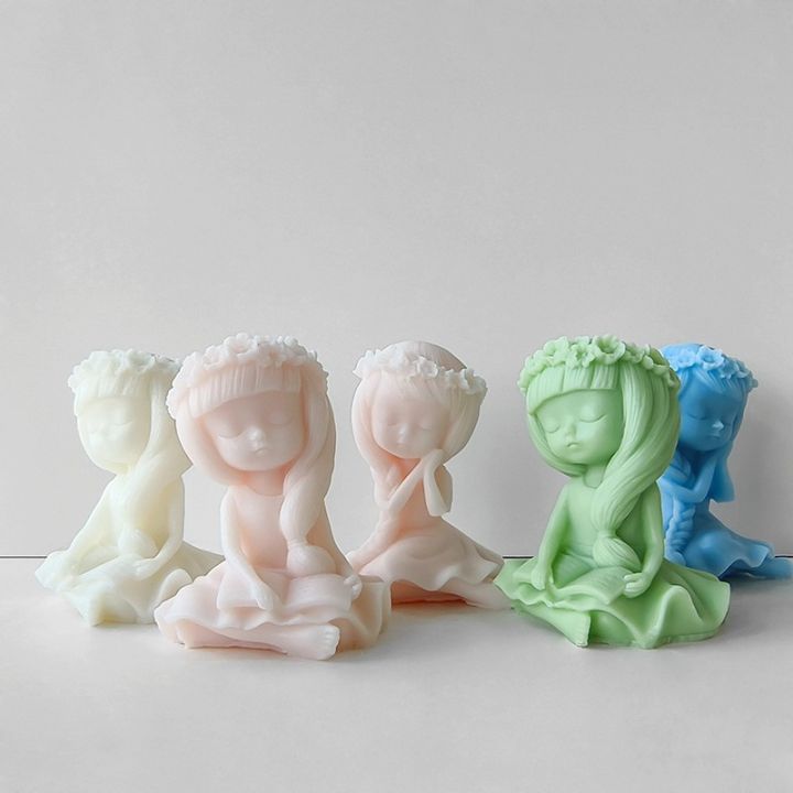 aromatherapy-plaster-doll-decoration-figurines-resin-molds-silicone-flower-fairy-candle-mold