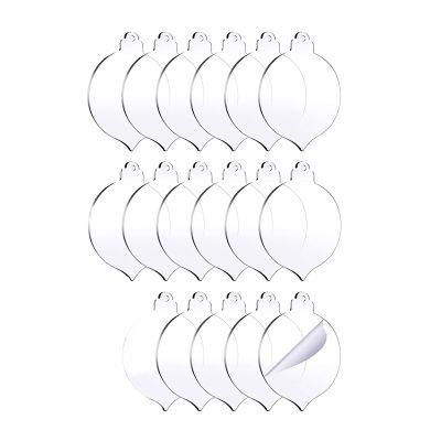 50Pcs Acrylic Christmas Ornament Blank Transparent Acrylic Ornament with Hole for DIY Craft, Holiday