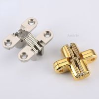 1PCS Invisible Concealed Cross Door Hinge Bearing 180D with Screw for Folding Door Window Furniture DIY 1pcs Hidden Hinges Door Hardware  Locks