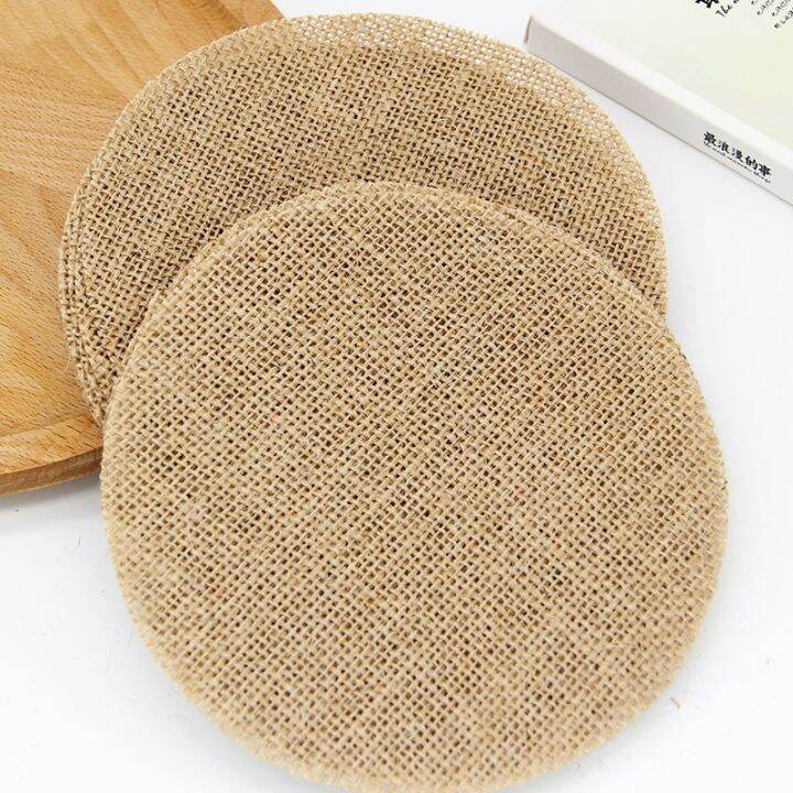 cw-10pcs-rustic-burlap-round-cup-coaster-placemat-jute-tablemats-resistant-small-dining-table