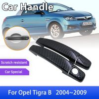 สำหรับ Opel Tigra B 2004 ~ 2009 Vauxhall Holden Twintop สติกเกอร์ตกแต่งแต่งรถตกแต่งฝาครอบที่จับประตูคาร์บอนไฟเบอร์หรูหรา