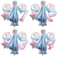 5pcs Disney Frozen Ice Queen Alsa Theme Balloons 40inch Gradient Number Ball 1-9th Girls Birthday Party Baby Shower Decorations Balloons