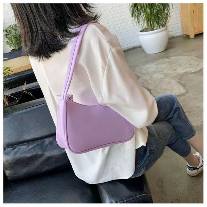 กระเป๋าสะพายไหล่-กระเป๋าเกี๊ยว-สไตล์เกาหลี-ฮาราจูกุ-สีพื้น-สําหรับผู้หญิง