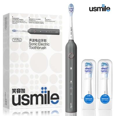 Usmile แปรงสีฟันไฟฟ้าพลังคลื่นเสียง Y1 Pro อายุการใช้งานแบตเตอรี่12เดือนสำหรับผู้ใหญ่พิมพ์ C ชาร์จได้อุปกรณ์ตั้งเวลาอัตโนมัติ2นาที