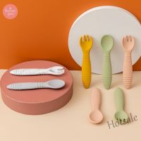 【hot sale】 ﹍✢❒ C01 MamimamiHomeThreaded Handle Silicone Fork Spoon Infant Learning Tableware Food Grade Material