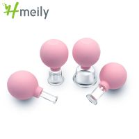 【CC】✜  4Pcs Jars Rubber Cupping Glasses Massage Cups Glass Anti Cellulite Cans Face Sucker Cup Set Massager