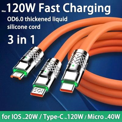 Chaunceybi 3 1 120W 6A Fast Charging Type C Cable USB for iPhone Charger