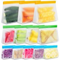 【CC】 Reusable Food Storage Up Silicone Ziplock Freezer Leakproof Containers for Meat Fruit Veggies