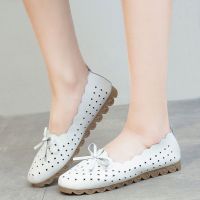 [COD] leather doudou shoes female flat bottom students casual non-slip single slip on lazy white nurse