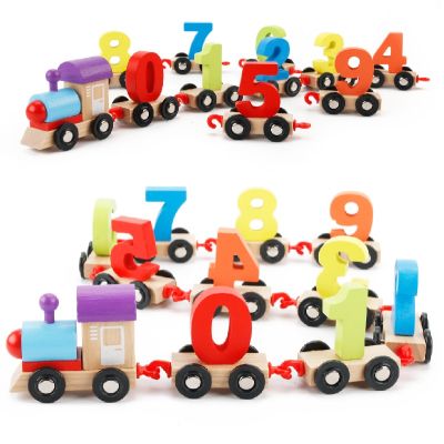 [COD] ball digital train QWF01 childrens building car puzzle assembled wooden educational toys 0.55