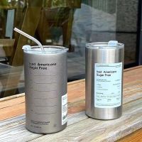 【CW】Double Layer Stainless Steel Coffee Mug with Straws Lid Vacuum Flasks Thermoses Ice American Cold Water Bottles Insulated Cups