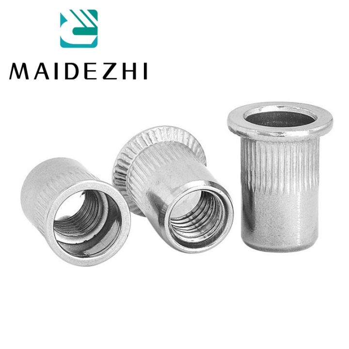 20-50pcs-m3-m4-m5-m6-m8-m10-m12-aluminum-alloy-rivnut-flat-head-threaded-rivet-insert-nutsert-cap-rivet-nut