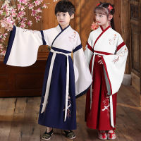 เดรส Hanfu โบราณสไตล์จีนดั้งเดิมแบบเด็กเด็กผู้ชายเด็กผู้หญิงชุดคอสเพลย์ผู้หญิงการแสดงชุดเดรสสำหรับเด็กสไตล์จีน