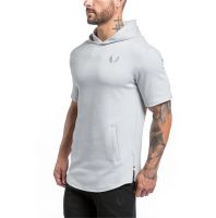 Men Clothing Bodybuilding Hoodies Sweatshirts Casual Gyms Hoody Short Sleeve Sweatshirt Mens Slim Fit Hooded Jackets