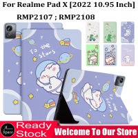 สำหรับ Realme Pad X (2022) กรณีแท็บเล็ต RMP2107 RMP2108 10.95 "กระเป๋าหนัง PU ปลอกรูปแบบการ์ตูนน่ารักลื่นเหงื่อหลักฐานยืนพลิกแท็บเล็ตปก11นิ้ว