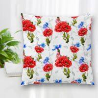 （ALL IN STOCK XZX）Soft padded poppy pillowcase for sofa/home/car accessories 10.28   (Double sided printing with free customization of patterns)