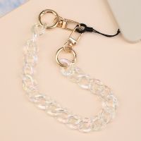 Pearl Chain Transparent Bear Shaped Pearl Clip Leather Chain Mobile Phone Rope Mobile Phone Chain