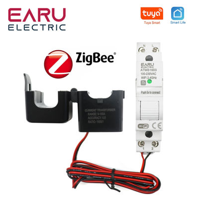 Tuya Smart WiFi /Zigbee Electricity KWH Meter Din Rail Single Phase AC 110V 240V 50A 63A CT AC Meter App Real Time Monitor Power