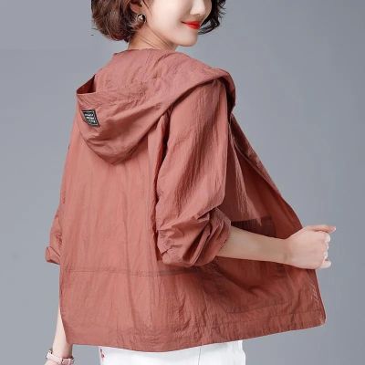 HotWomen Sun Protection เสื้อฤดูร้อน2023 Plus ขนาดบาง Breathable Anti-Ultraviolet Hooded Jacket ซิปเสื้อผ้าผู้หญิง Outdoor