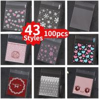 100pcs self-adhesive sealed pocket  candy bag wedding transparent bag Small ornament gift bag 7x7cm Gift Wrapping  Bags