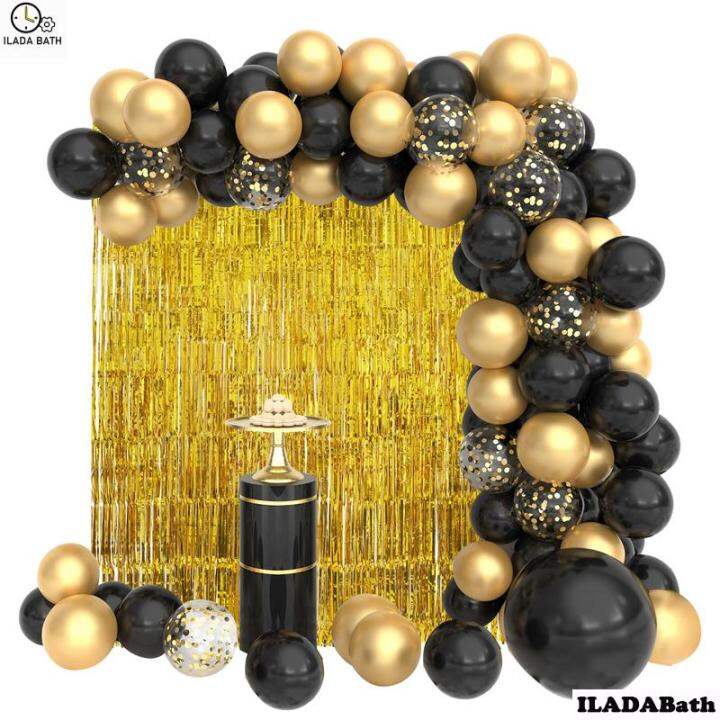 126Pcs Black Gold Balloons Arch Garland Kit Reusable Metallic Gold and