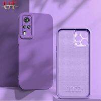เคสแบบนิ่มที่เป็นซิลิโคนเหลวของแท้สำหรับ VIVO Y51 2020 / VIVO Y31 2021/V2026 V2043/1901 1902 Y21E/ผ้าไฟเบอร์ Y21T เยื่อบุกำมะหยี่เคสกันกระแทกเลนส์รวมทุกอย่าง