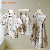 Bear Leader Korean Version of Girl Fashion Summer Clothing Childrens Short Sleeved Printed Shirt Loose Fitting Dress Kid Clothes