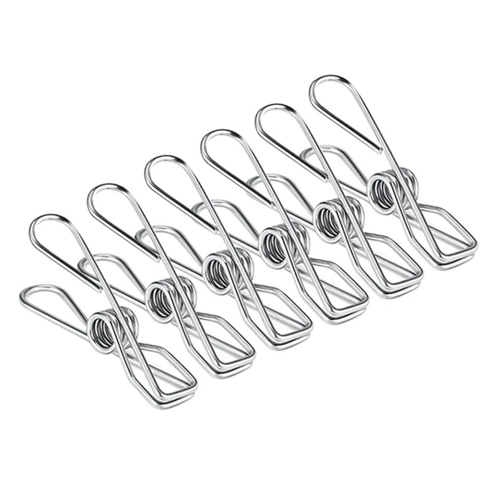 Clothesline Clips,Heavy Duty Multipurpose Stainless Steel Clothespins Metal  Wire Utility Clips Drying Pegs Clamps for Clothesline Outdoor Kitchen Food  Bag 