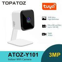 Topatoz Tuya กล้อง Ip Wi-Fi 3mp สำหรับรักษาความปลอดภัยในบ้านการตรวจตราภายในบ้านอัจฉริยะทางเสียง Cctv สองตัว