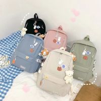 5 สี กระเป๋าสะพายหลัง Backpack กระเป๋าเป้ กระเป๋านักเรียน พร้อมพวงกุญแจตุ๊กตาและเข็มกลัด กระเป๋าเป้สะพายหลัง กระเป๋านักเรียน สไตล์เกาหลี สําหรับผู้หญิง กระเป๋าเป้สะพายหลัง ความจุเยอะ สําหรับผู้หญิง นักเรียน